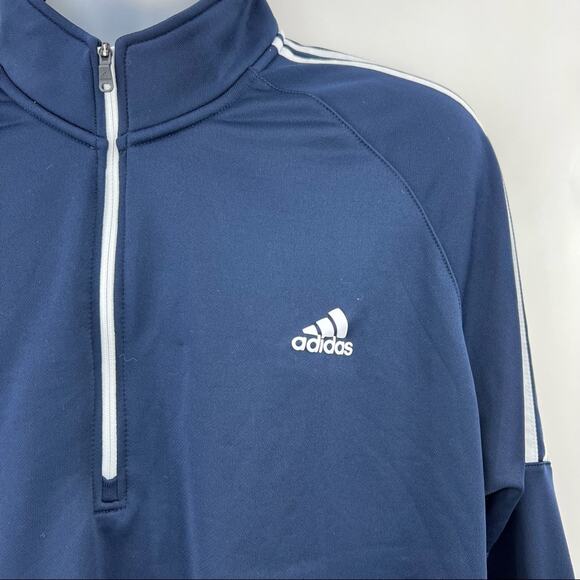 Adidas XL Golf Blue Long Sleeve 1/2 Zip Mock Neck Pullover Sweater - Picture 3 of 5